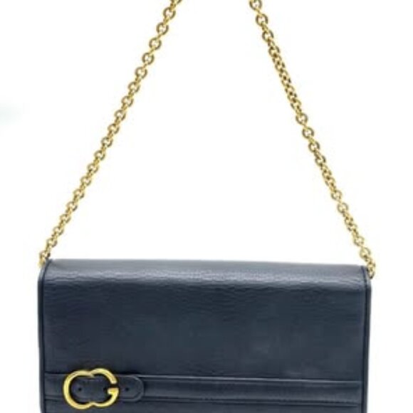 Gucci Handbags - Authentic Gucci Belt Design Black Leather Chain Long Wallet
